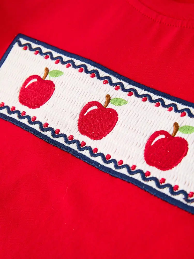 Back To School Apple Boys Set Plaid Shorts - Outfit