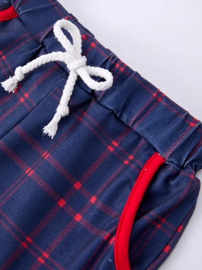 Back To School Apple Boys Set Plaid Shorts - Outfit