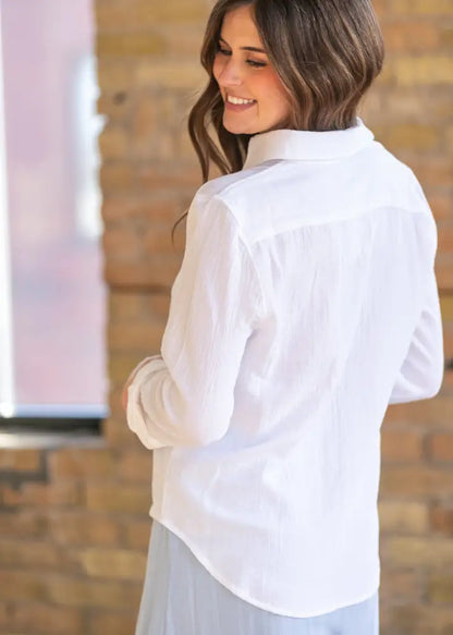Bailey Cotton Gauze Button Down Top - IC Tops