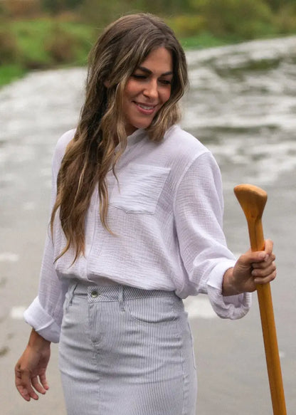 Bailey Cotton Gauze Button Down Top - IC Tops