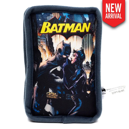 Dog Toy Squeaker Plush - Batman and Catwoman Jim Lee Hush Pose Comic Book Replica Dog Toy Squeaky Plush