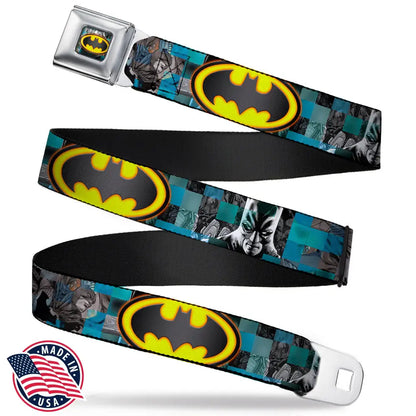 Bat Shield Glow Checkers Full Color Blues Grays Gold Black Seatbelt Belt - Batman Detective Comics 2-Poses/Bat Signal