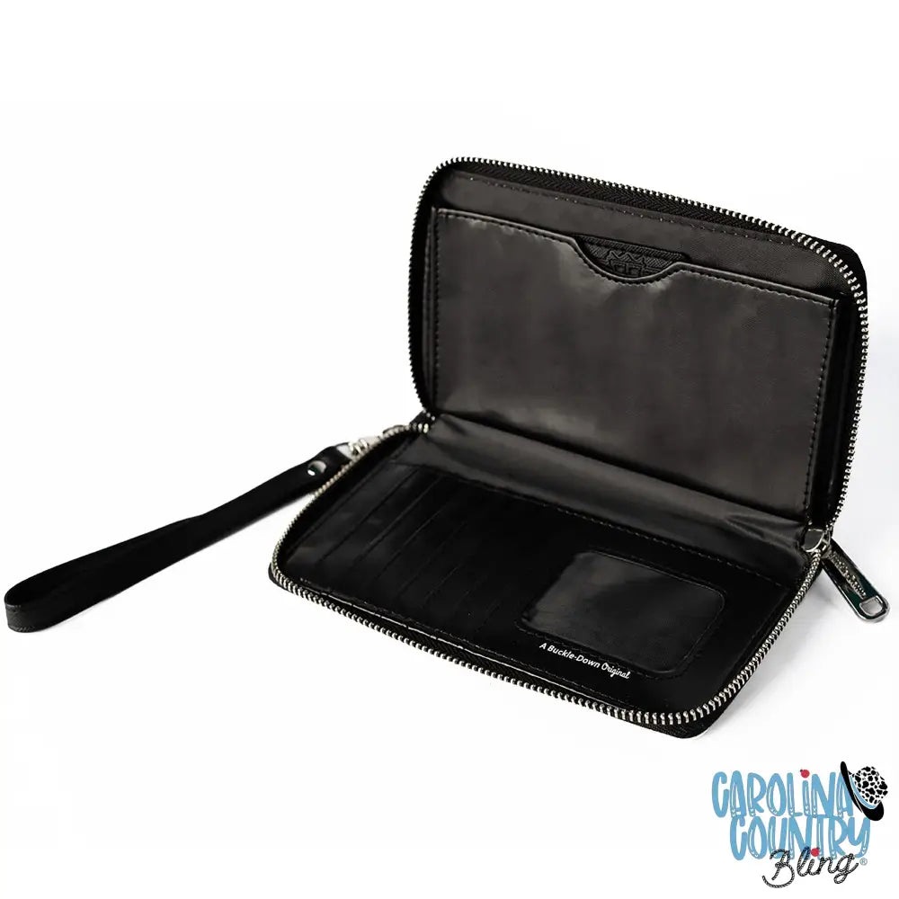PU Zip Around Wallet Rectangle - Batman Bat Signal Stacked and Centered Yellow/Black Clutch Zip Around Wallets