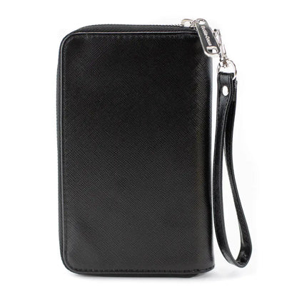 PU Zip Around Wallet Rectangle - Batman Bat Signal Stacked and Centered Yellow/Black Clutch Zip Around Wallets