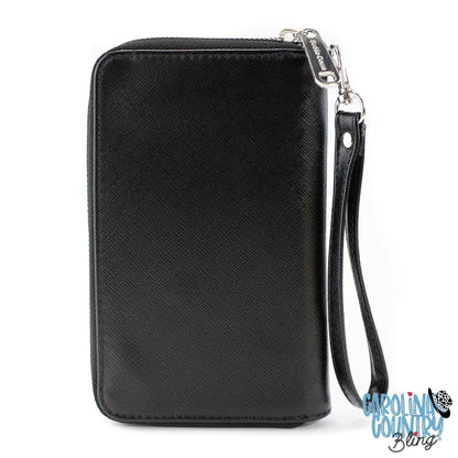 PU Zip Around Wallet Rectangle - Batman Bat Signal Stacked and Centered Yellow/Black Clutch Zip Around Wallets