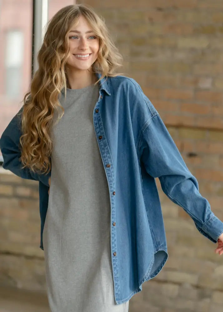 Baylor Gray Ribbed T-shirt Dress - IC Dresses