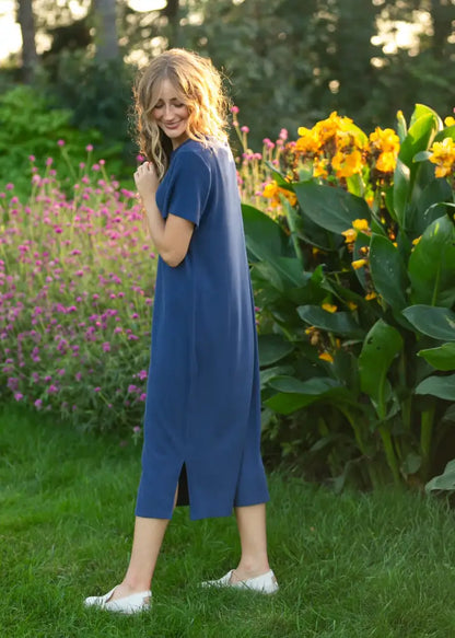 Baylor Navy Ribbed T-shirt Dress - IC Dresses