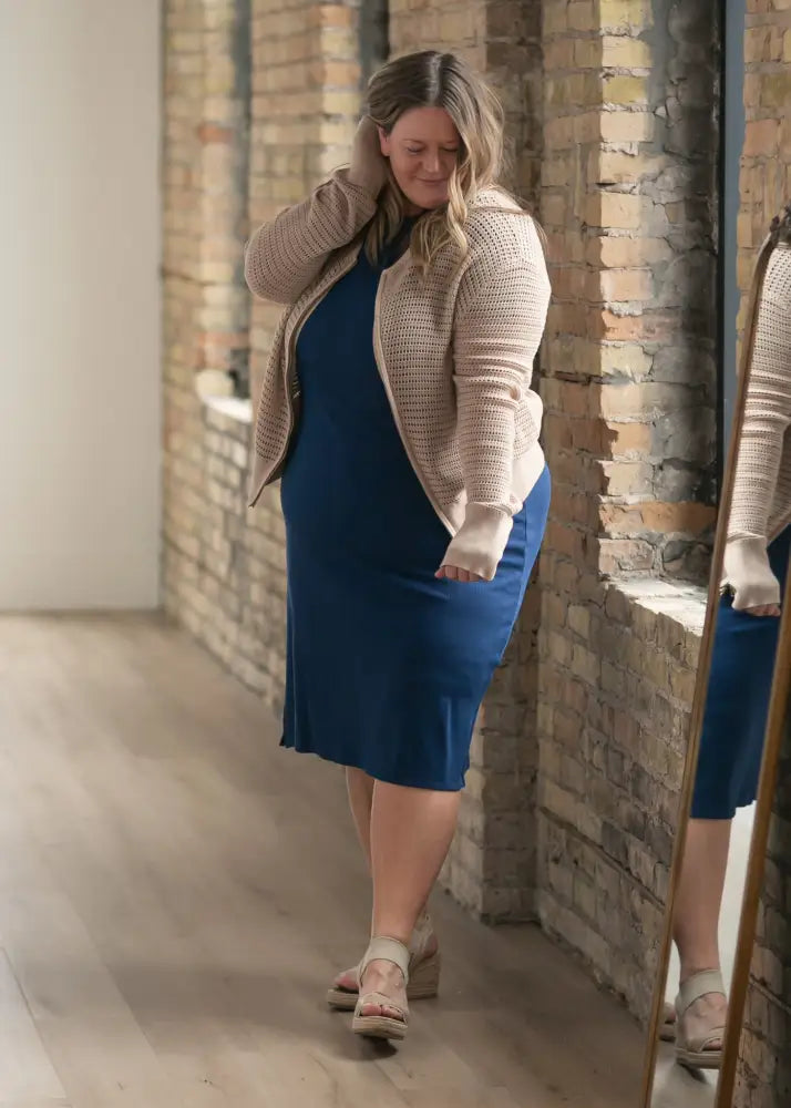 Baylor Navy Ribbed T-shirt Dress - IC Dresses