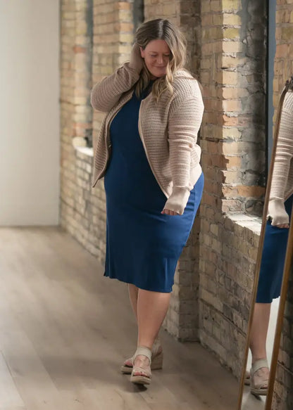 Baylor Navy Ribbed T-shirt Dress - IC Dresses