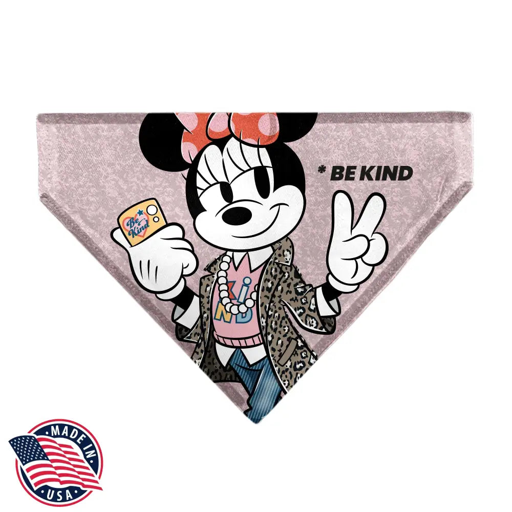 Pet Bandana - Minnie Mouse BE KIND Peace Pose Pinks Pet Bandanas