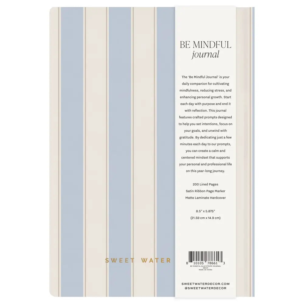 Be Mindful Striped Journal - Prompted Journal
