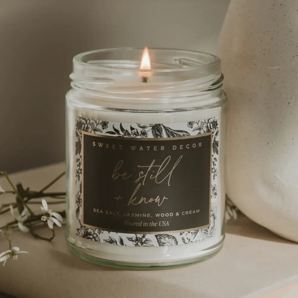 Be Still and Know Soy Candle - Clear Patterned Jar - 9 oz - Candles