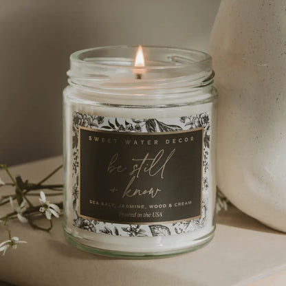Be Still and Know Soy Candle - Clear Patterned Jar - 9 oz - Candles