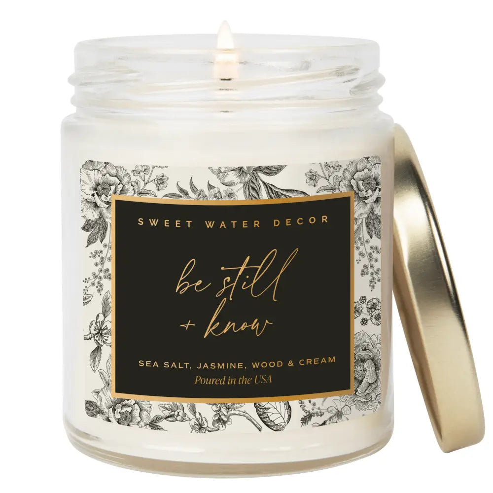 Be Still and Know Soy Candle - Clear Patterned Jar - 9 oz - Candles