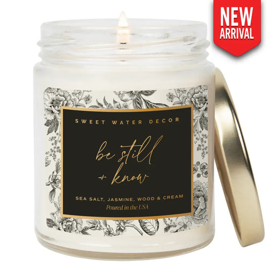 Be Still and Know Soy Candle - Clear Patterned Jar - 9 oz - Candles