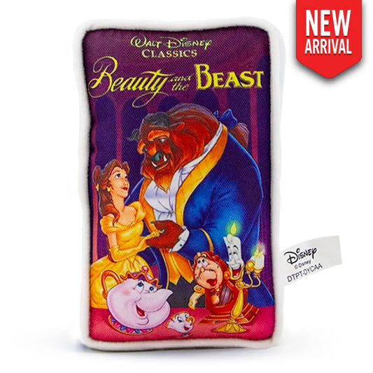 Dog Toy Squeaker Plush - Disney Beauty and the Beast VHS Tape Replica Dog Toy Squeaky Plush