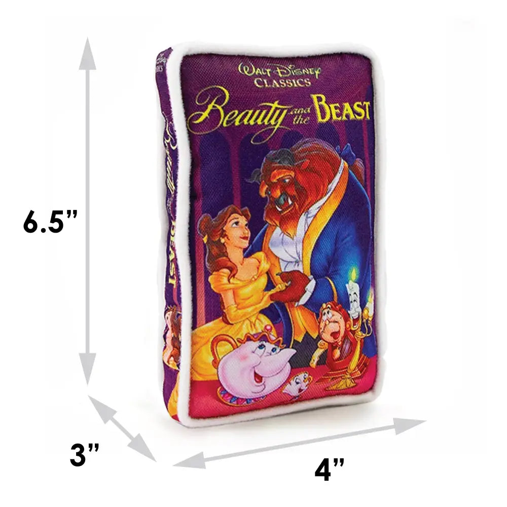 Dog Toy Squeaker Plush - Disney Beauty and the Beast VHS Tape Replica Dog Toy Squeaky Plush