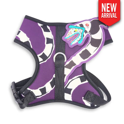 Pet Harness - Beetlejuice Purple with Sandworm Applique - Pet Harnesses