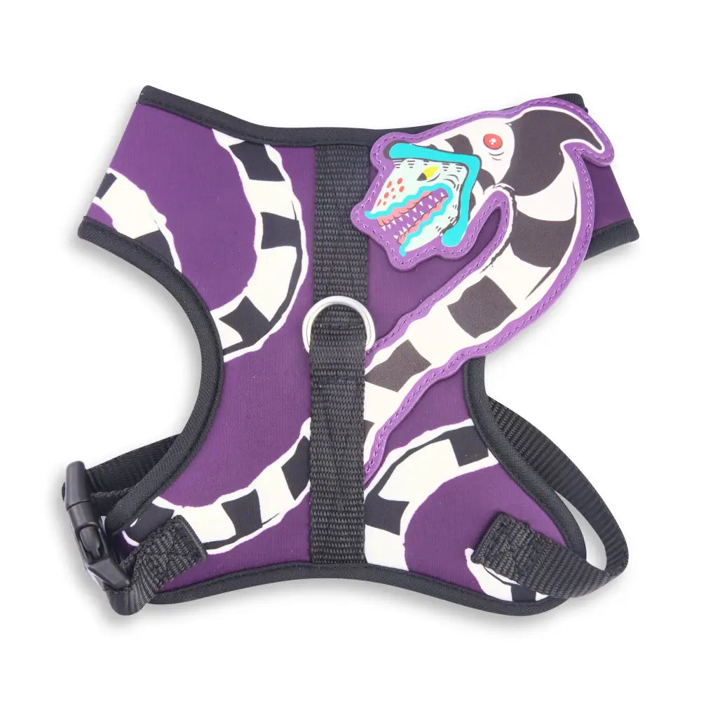 Pet Harness - Beetlejuice Purple with Sandworm Applique - Pet Harnesses