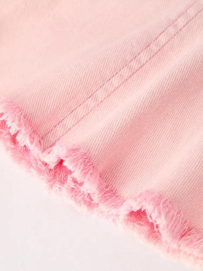 Pink Bell Bottom Jeans – Frayed Hem with Cargo Pockets - Jeans