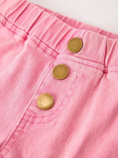 Pink Bell Bottom Jeans – Frayed Hem with Cargo Pockets - Jeans