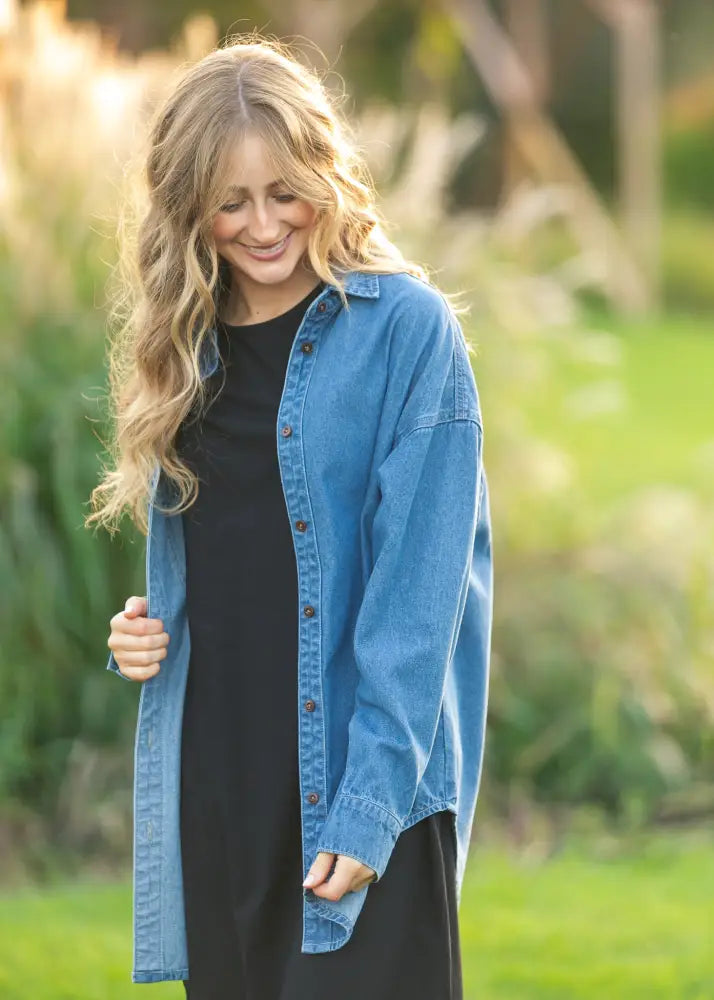Betty Denim Button Up Top - IC Tops