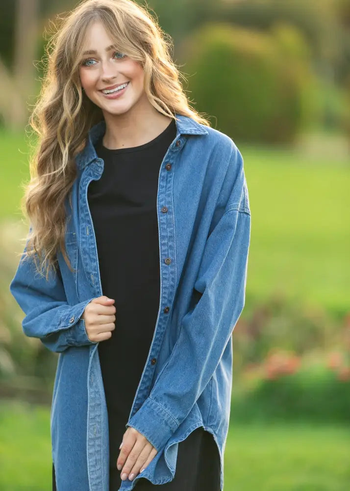 Betty Denim Button Up Top - IC Tops