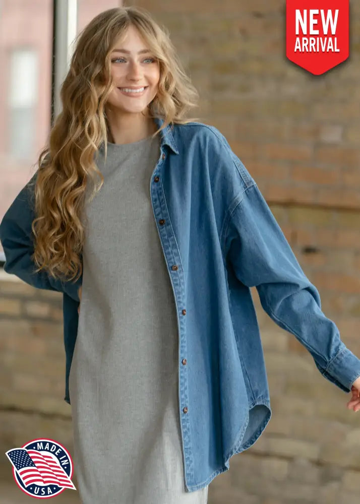 Betty Denim Button Up Top - XS - IC Tops