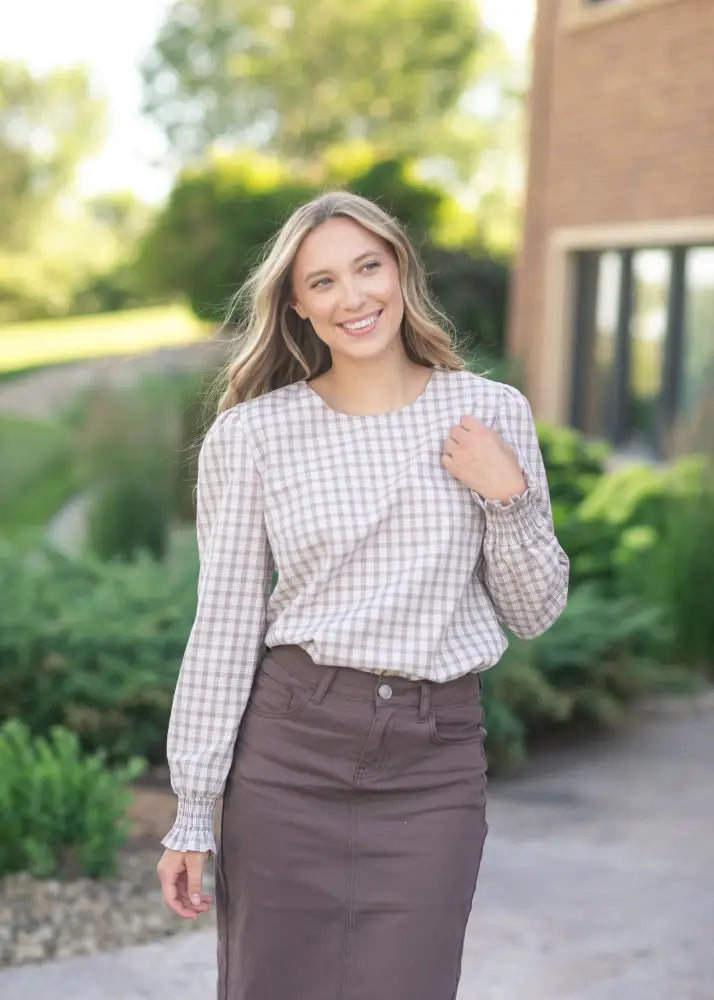 Blake Cinched Sleeve Blouse - Cream / XS - IC Tops