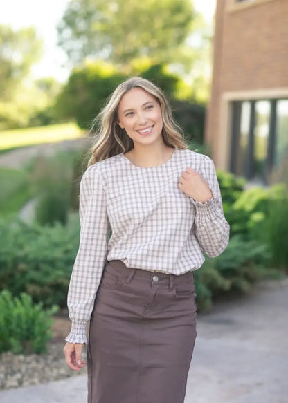 Blake Cinched Sleeve Blouse - Cream / XS - IC Tops