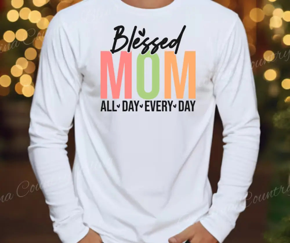 Blessed Mom – White Small / Long Shirt