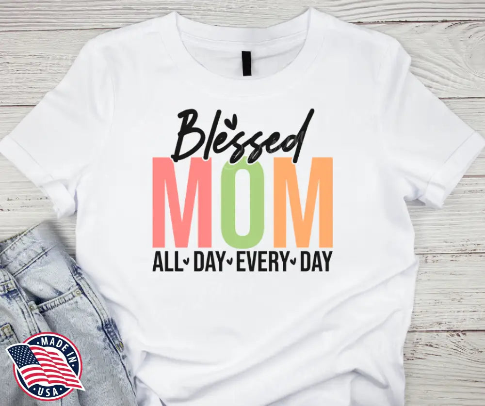 Blessed Mom – White Small / Short Shirt