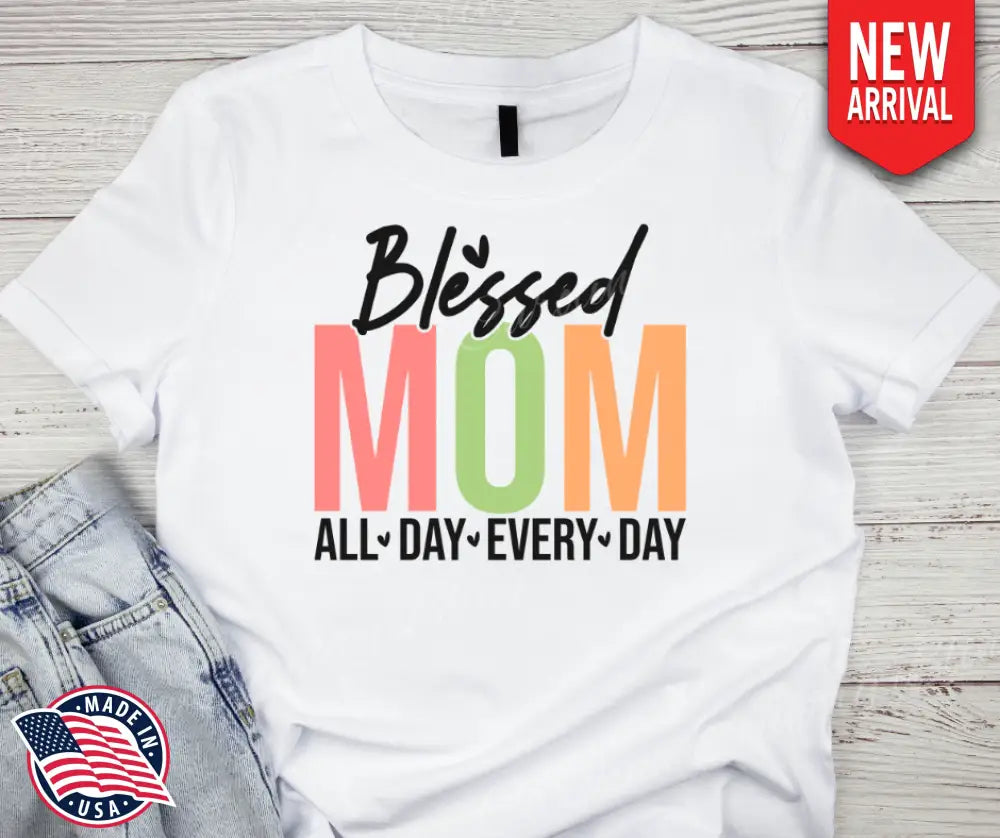 Blessed Mom – White Small / Short Shirt