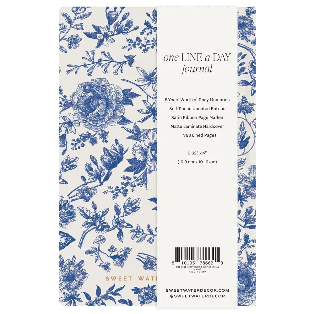 Blue Delft One Line A Day Memory Journal - Notebooks