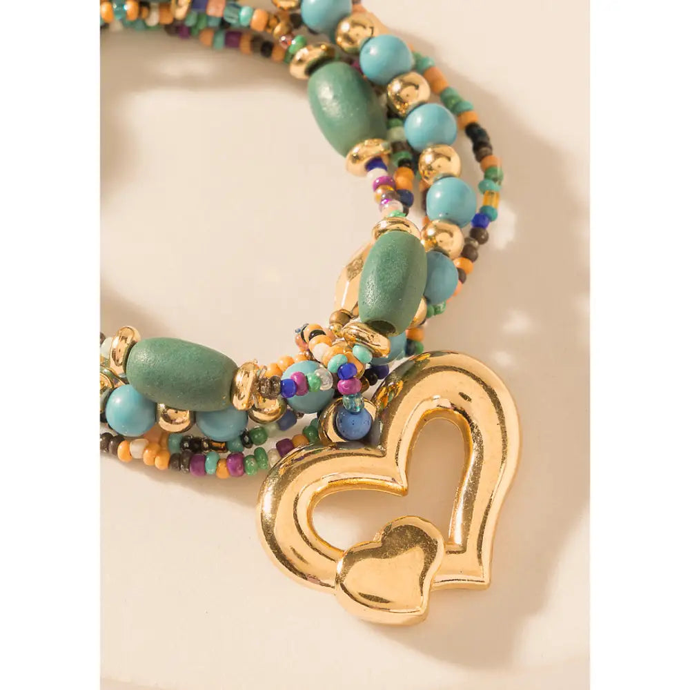 Myra Boho Love Beaded Bracelet in Meadow Green - Meadow Green - JEWELLRY