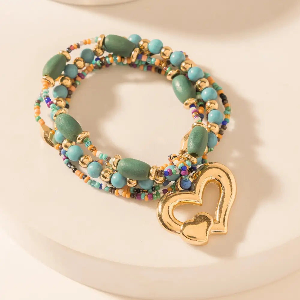 Myra Boho Love Beaded Bracelet in Meadow Green - Meadow Green - JEWELLRY