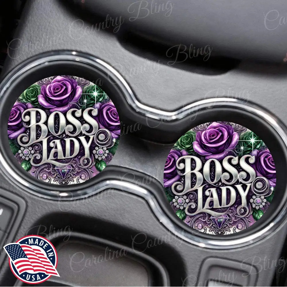 Boss Lady - Purple Car Coaster