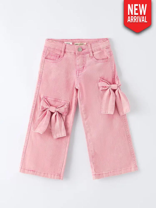 Pink Bow Girls Denim Pants - Jeans