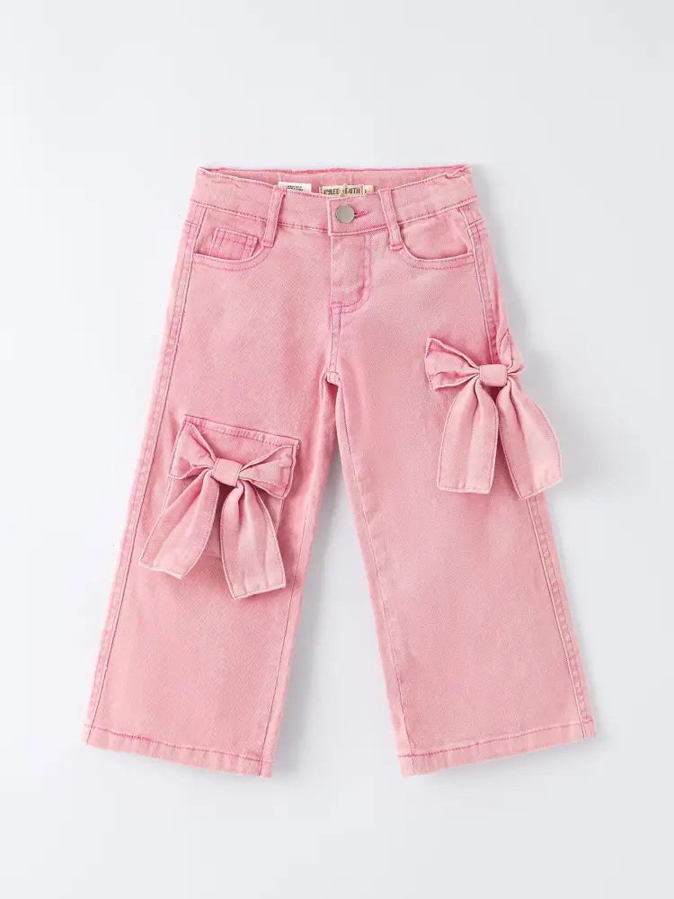 Pink Bow Girls Denim Pants - Jeans