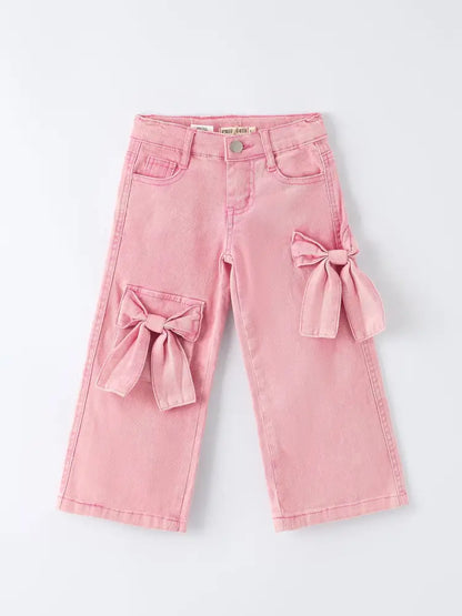 Pink Bow Girls Denim Pants - Jeans