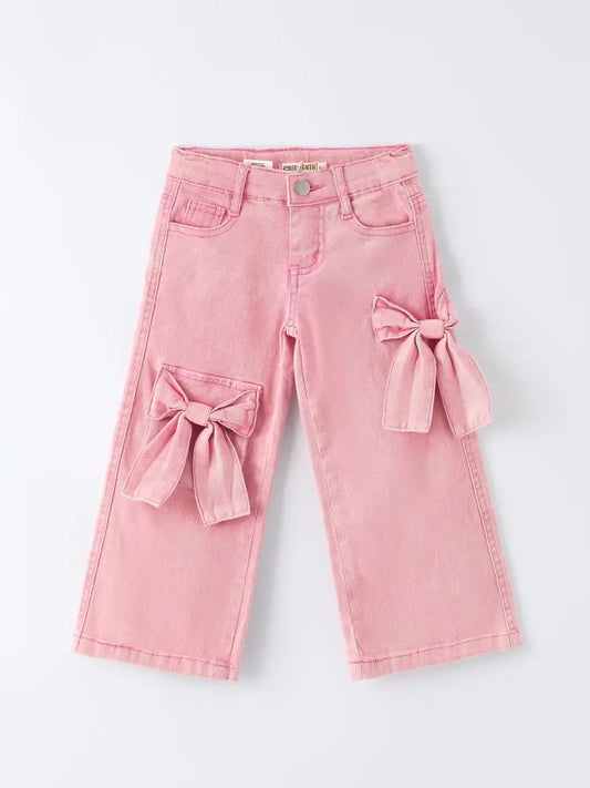 Pink Bow Girls Denim Pants - Jeans