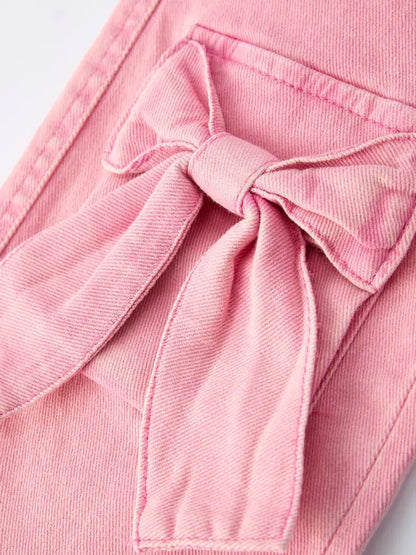 Pink Bow Girls Denim Pants - Jeans