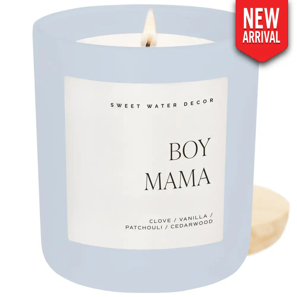 Boy Mama Soy Candle - Blue Matte Jar - 15 oz (Palo Santo Patchouli) - Candles