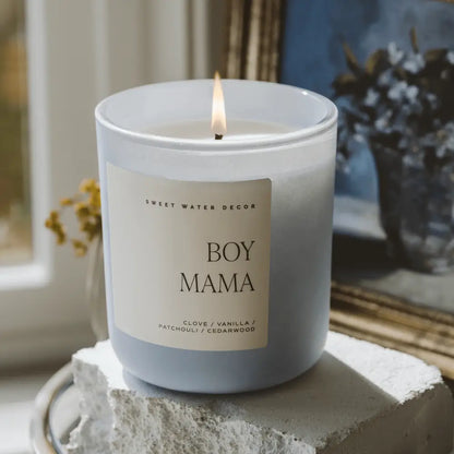 Boy Mama Soy Candle - Blue Matte Jar - 15 oz (Palo Santo Patchouli) - Candles