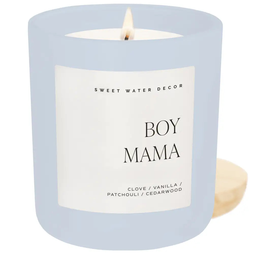 Boy Mama Soy Candle - Blue Matte Jar - 15 oz (Palo Santo Patchouli) - Candles