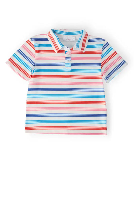Boys Red White & Stripe S/S Polo - Boys Polo - S/S