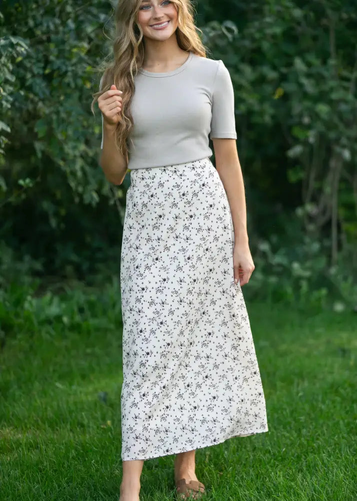 Braylyn Brown Floral Midi Skirt - FINAL SALE - IC Skirts