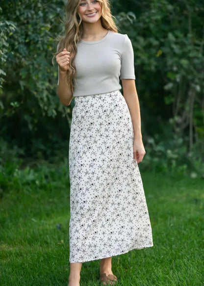 Braylyn Brown Floral Midi Skirt - FINAL SALE - IC Skirts