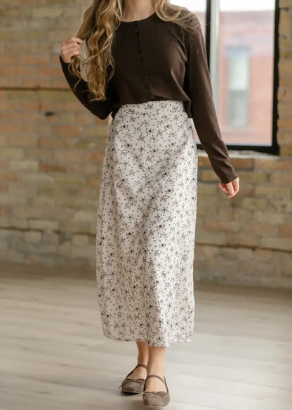 Braylyn Brown Floral Midi Skirt - FINAL SALE - IC Skirts
