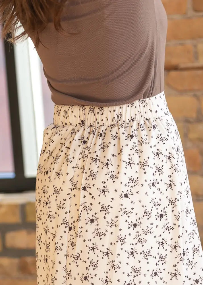 Braylyn Brown Floral Midi Skirt - FINAL SALE - IC Skirts